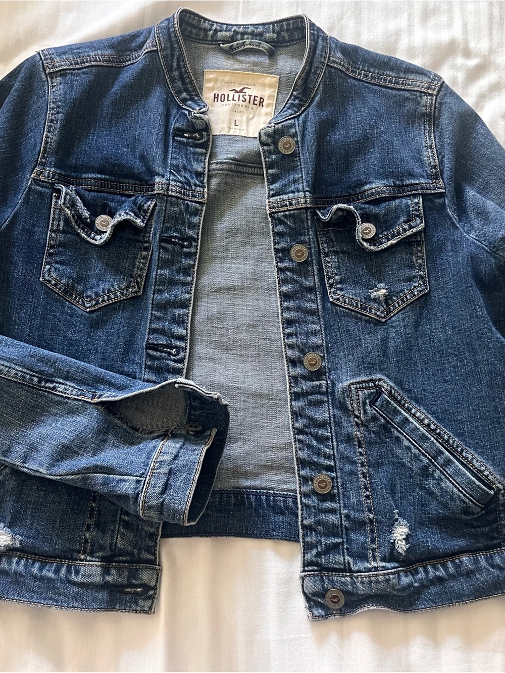 Hollister Kids Medium Wash Blue Denim Jacket